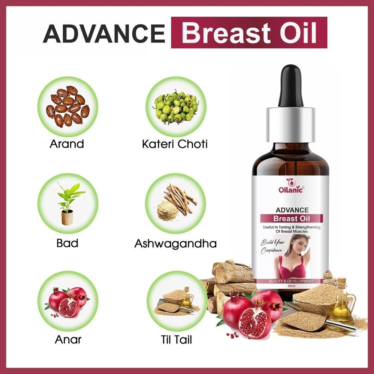 Oilanic Advance Breast Oil Combo 30ml Each (60ml) (Pack Of 2)