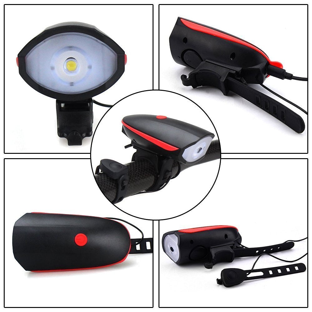 1562 Rechargeable Bicycle LED Bright Light with Horn Speaker 