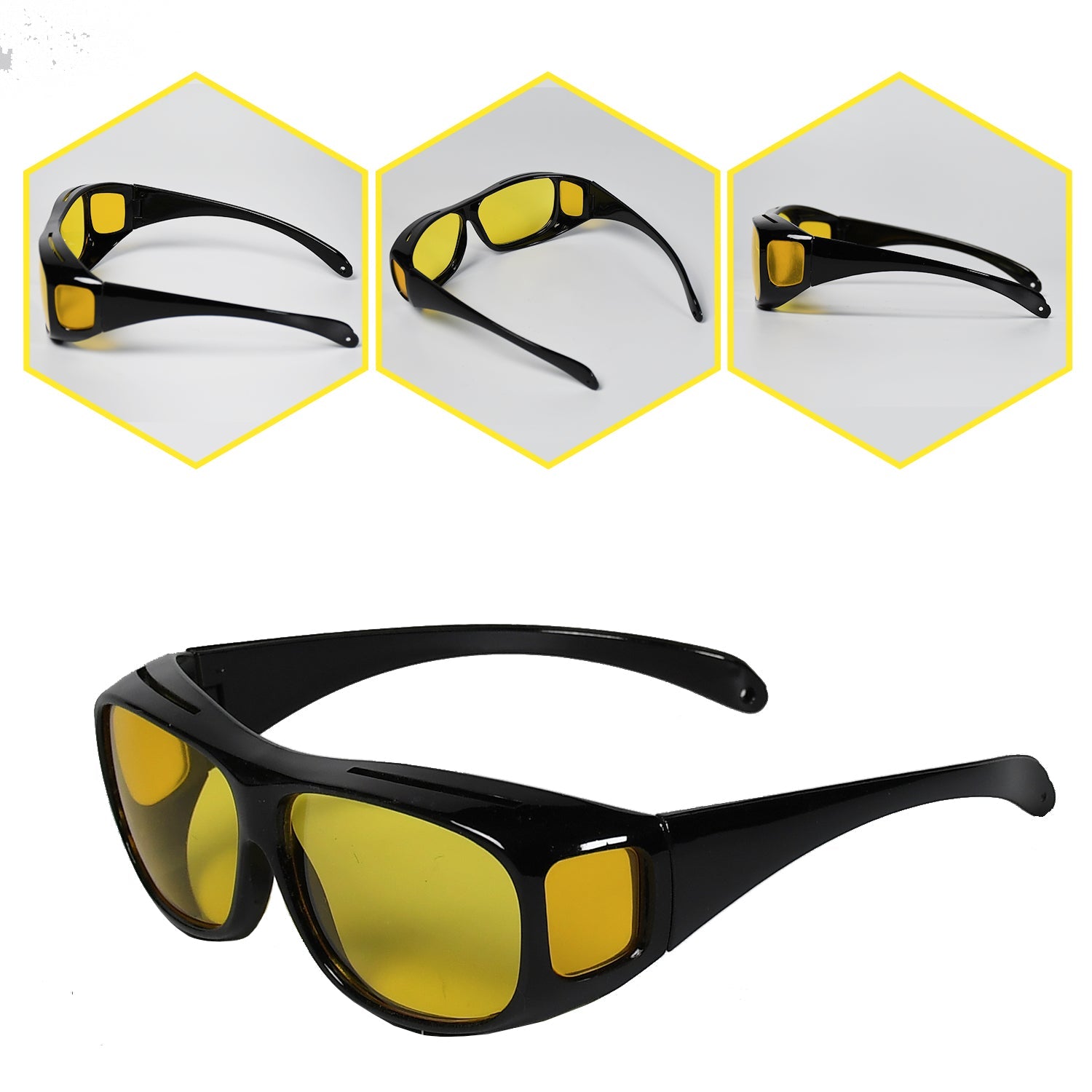7704  Night Driving Polarized HD Vision Glasses | Anti Glare 100% UV Protected Goggles | Night Bike Riding Car driving Glasses For Men & Women Use 
